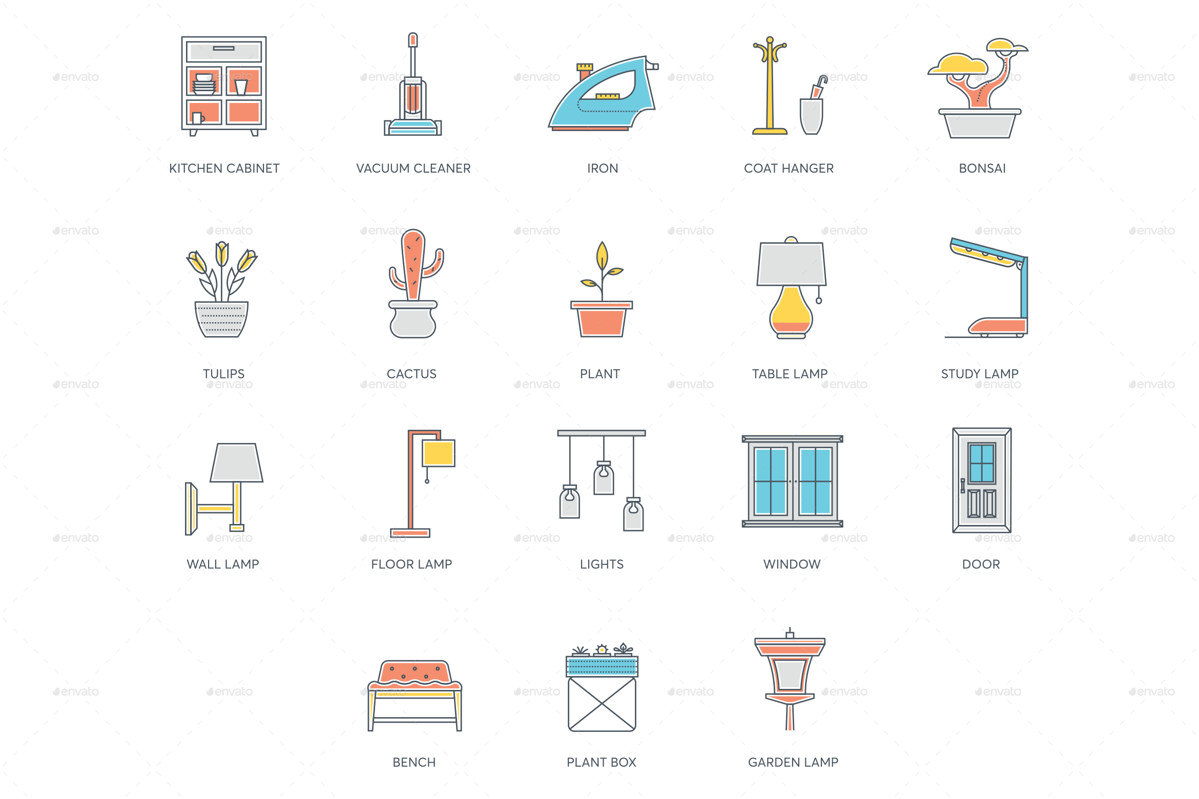 Interior Design Icons by Krafted | GraphicRiver